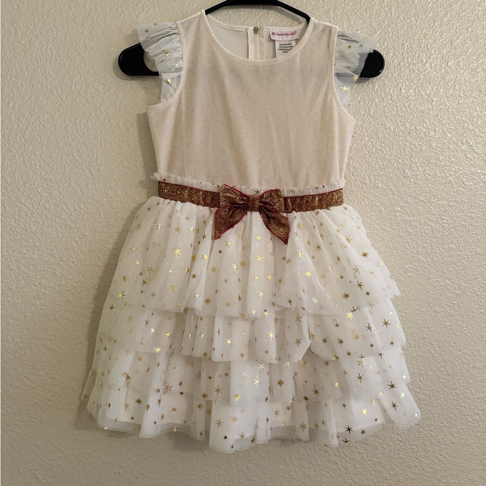 American Girls' official White and Gold Star Dress with Bow